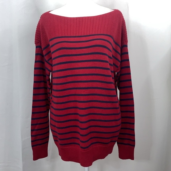 Gap Factory Red and Blue Striped Boatneck Sweater- NWT - Picture 4 of 14